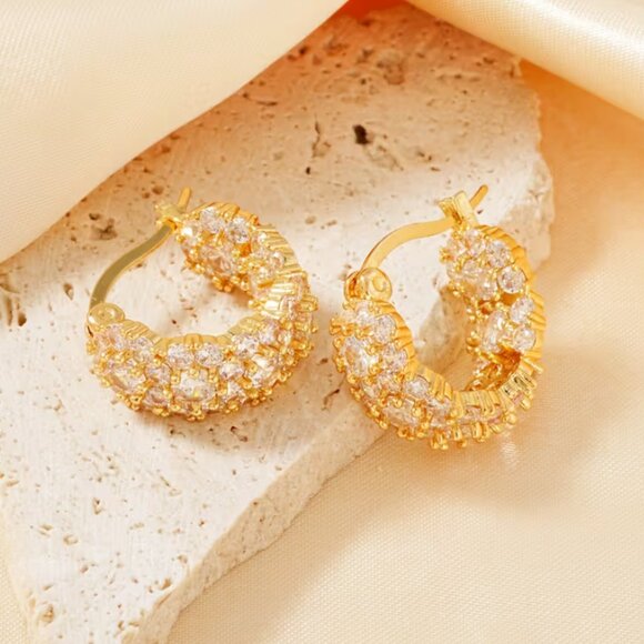 14K Gold Womens 2ct Diamond Small Hoop Earrings Ladies NEW 14 K Silver Jewelry - Picture 2 of 6
